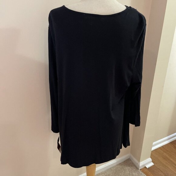 JM Collection Sequin Top Tunic Womens 2X Black Cowl Drapey Layered Stretch NWT - Picture 4 of 10